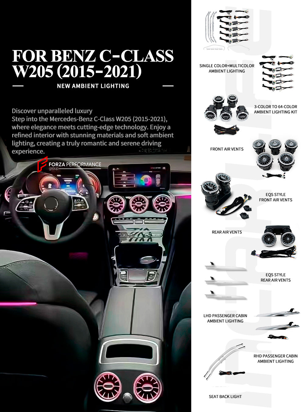 SPEAKER COVERS AIR VENTS FRAGRANCE SYSTEM WITH AMBIENT LIGHTS for MERC