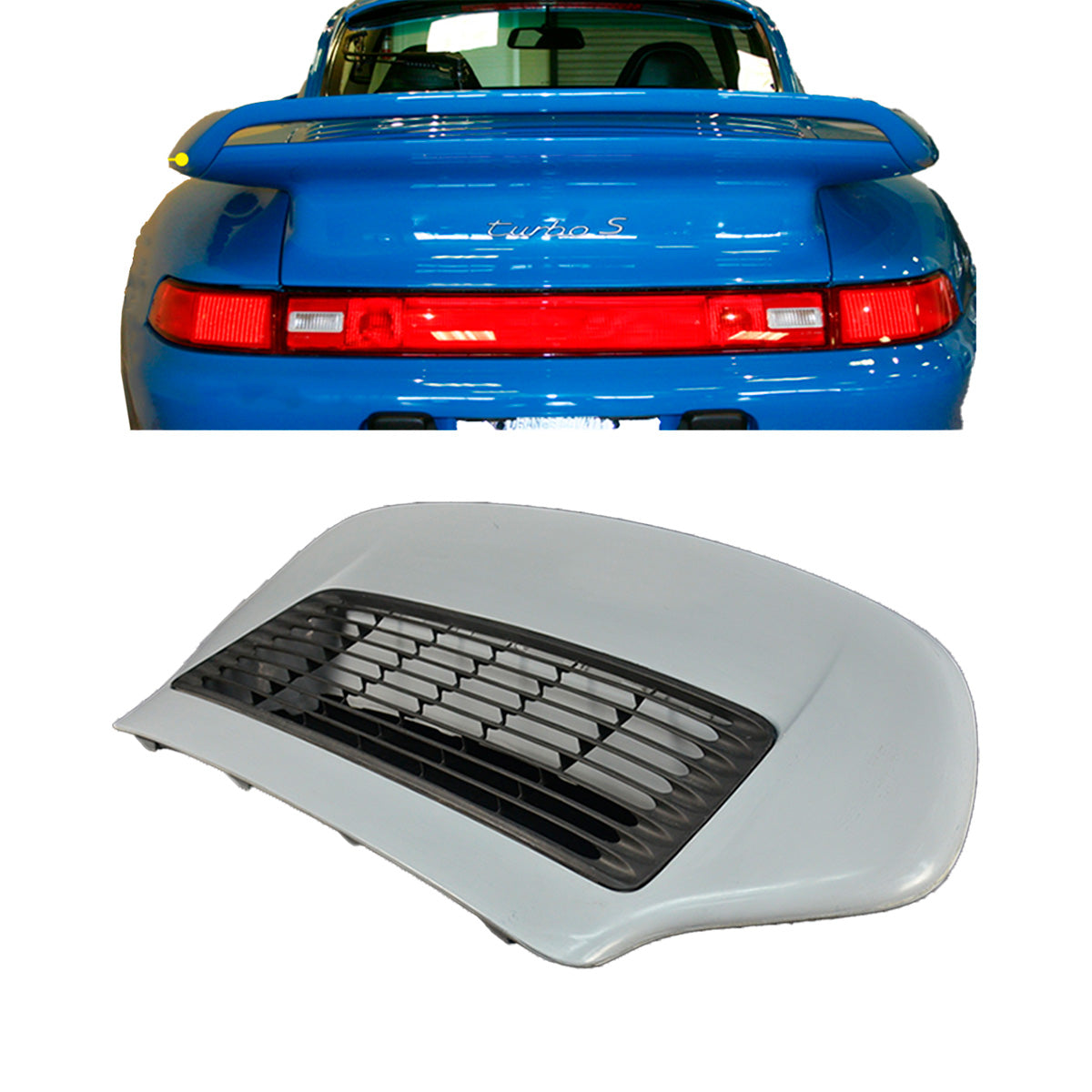 REAR TRUNK WITH SPOILER for PORSCHE 911 993 1993 - 1998

Set includes:

Rear Trunk
Spoiler

Material: Fiberglass

Note: Professional installation is required
