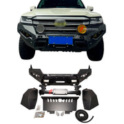 STEEL FRONT BUMPER BULL BAR for TOYOTA LAND CRUISER 300 LC 300 2021+ Forza Performance Custom fit
Set includes:

Steel Front Bumper with Bull Bar
Side Wing Plates
Skid Plate
Mounting Brackets
Rubber Seal
Fitting Hardware
Material: Steel

NOTE: Professional installation is required.