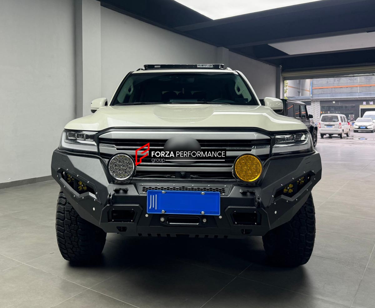 STEEL FRONT BUMPER BULL BAR for TOYOTA LAND CRUISER 300 LC 300 2021+ Forza Performance Custom fit
Set includes:

Steel Front Bumper with Bull Bar
Side Wing Plates
Skid Plate
Mounting Brackets
Rubber Seal
Fitting Hardware
Material: Steel

NOTE: Professional installation is required.