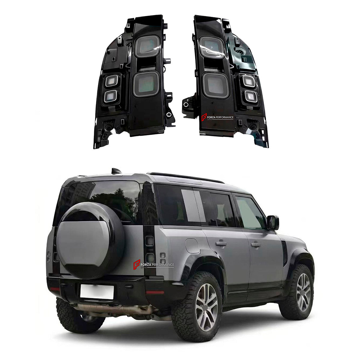 Tail Light Covers for Land Rover Defender L663 20219+
Set includes:

Tail Light Covers
Material: Plastic

NOTE: Professional installation is required.