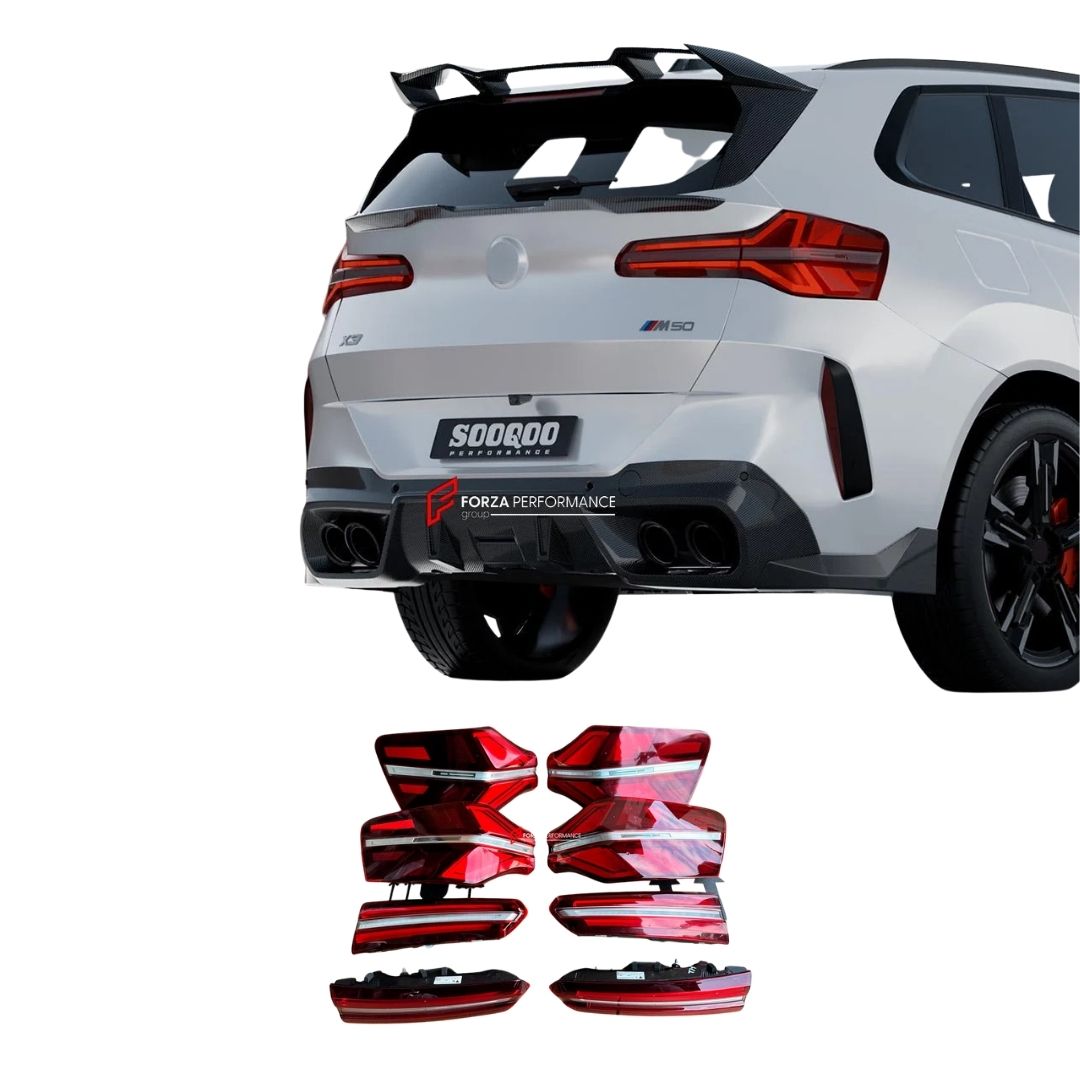 TAIL LIGHTS for BMW X3 G45 2024+
Set includes:

Tail Lights (Set of 4)
Material: ABS + Polycarbonate

NOTE: Plug and Play, direct fit. Professional installation is recommended.