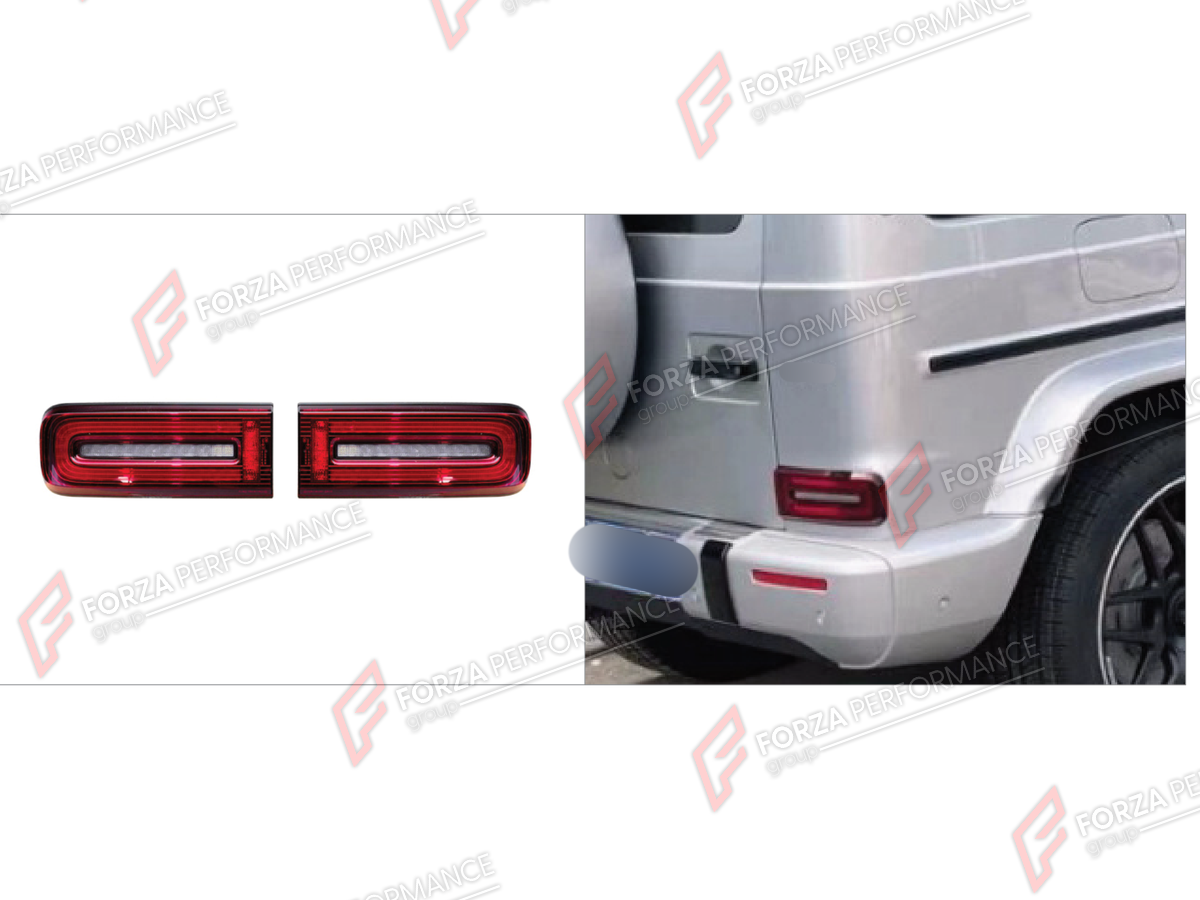 TAIL LIGHTS for MERCEDES-BENZ G-CLASS W464 G63 G350 G350D G400D G500 G550 2019 - 2024 FORZA PERFORMANCE custom fit OEM Style

Set includes:
Tail Lights

Material: Plastic

NOTE: Professional installation is required.
