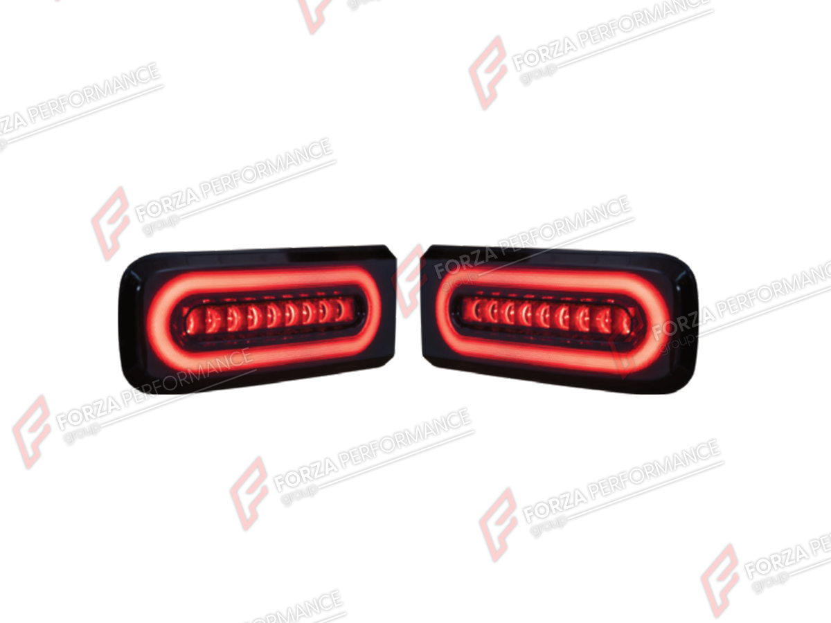 TAIL LIGHTS for MERCEDES-BENZ G-CLASS W464 G63 G350 G350D G400D G500 G550 2019 - 2024 FORZA PERFORMANCE custom fit Sport Style

Set includes:
Tail Lights With Waterflowing Function

Material: Plastic

NOTE: Professional installation is required.