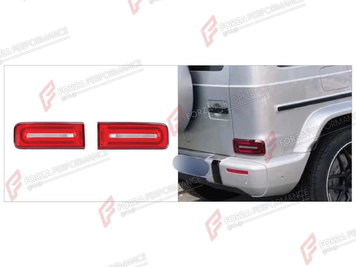 TAIL LIGHTS for MERCEDES-BENZ G-CLASS W464 G63 G350 G350D G400D G500 G550 2019 - 2024

Set includes:
Tail Lights

Material: Plastic

NOTE: Professional installation is required.
