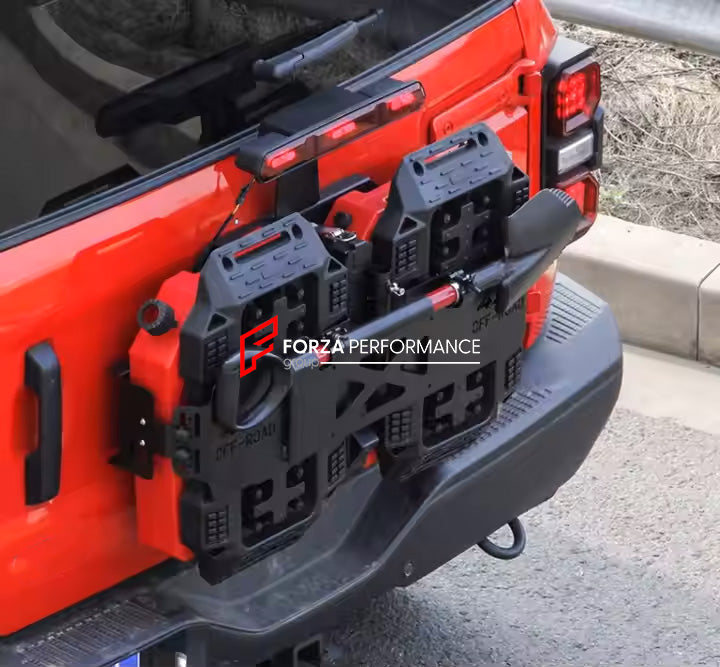 TAILGATE INTEGRATED EQUIPMENT for FORD BRONCO 2021+



Set includes:

Escape Board
Light
Shovel
License Plate Cover
Camera Holder
Gas Cans

Material: Aluminium, Plastic

Note: Professional installation is required.