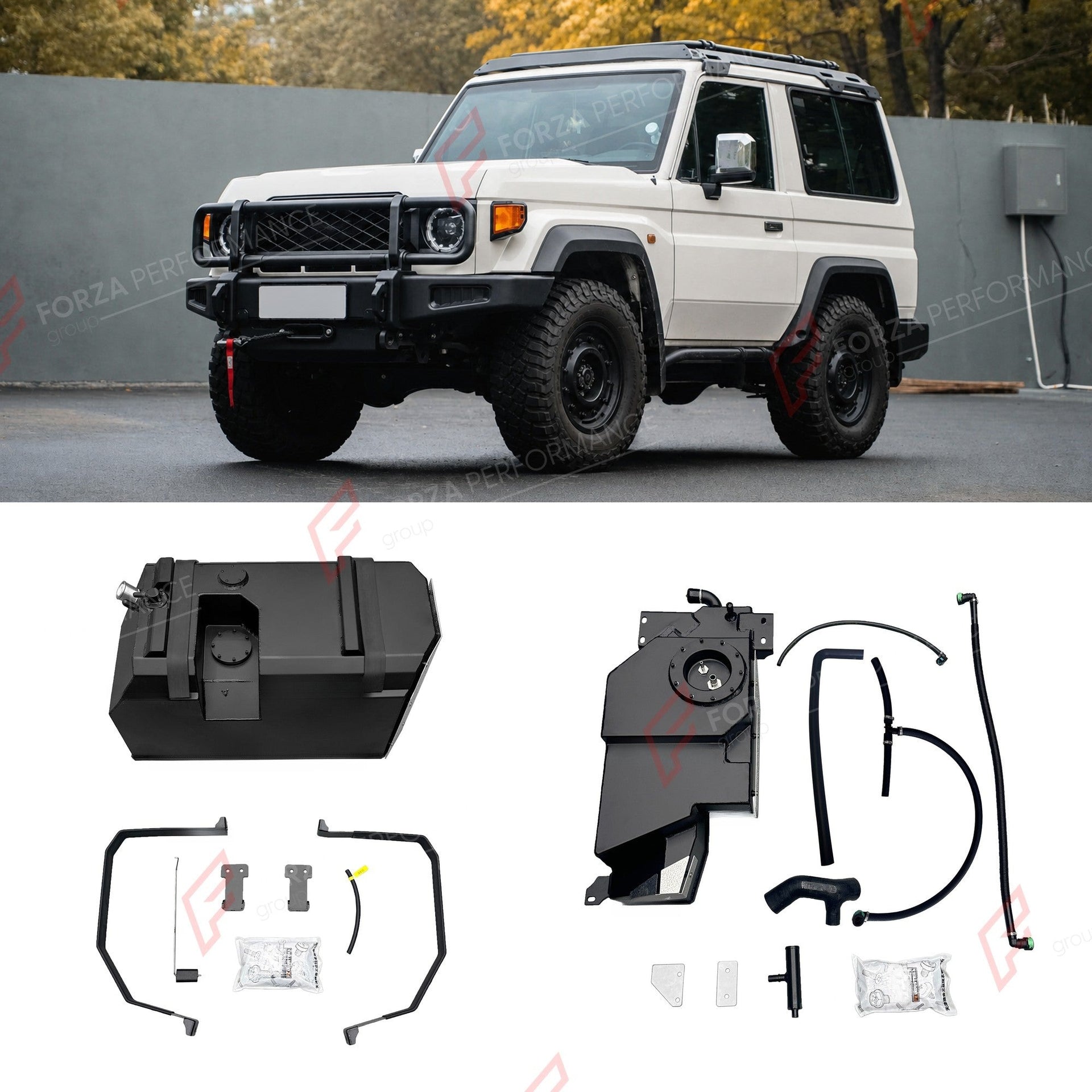 COMBO LONG RANGE FUEL TANK SYSTEM KIT 165L, +75L (EXTRA 20 GAL) EXTENDED RANGE for TOYOTA LAND CRUISER LC71 4.0L GASOLINE 2007+