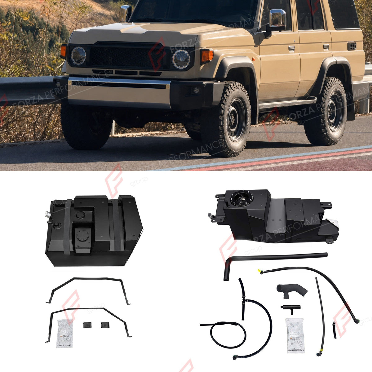 COMBO LONG RANGE FUEL TANK SYSTEM KIT 225L, +135L (EXTRA 36 GAL) EXTENDED RANGE for TOYOTA LAND CRUISER LC76 4.0L PETROL 2007+