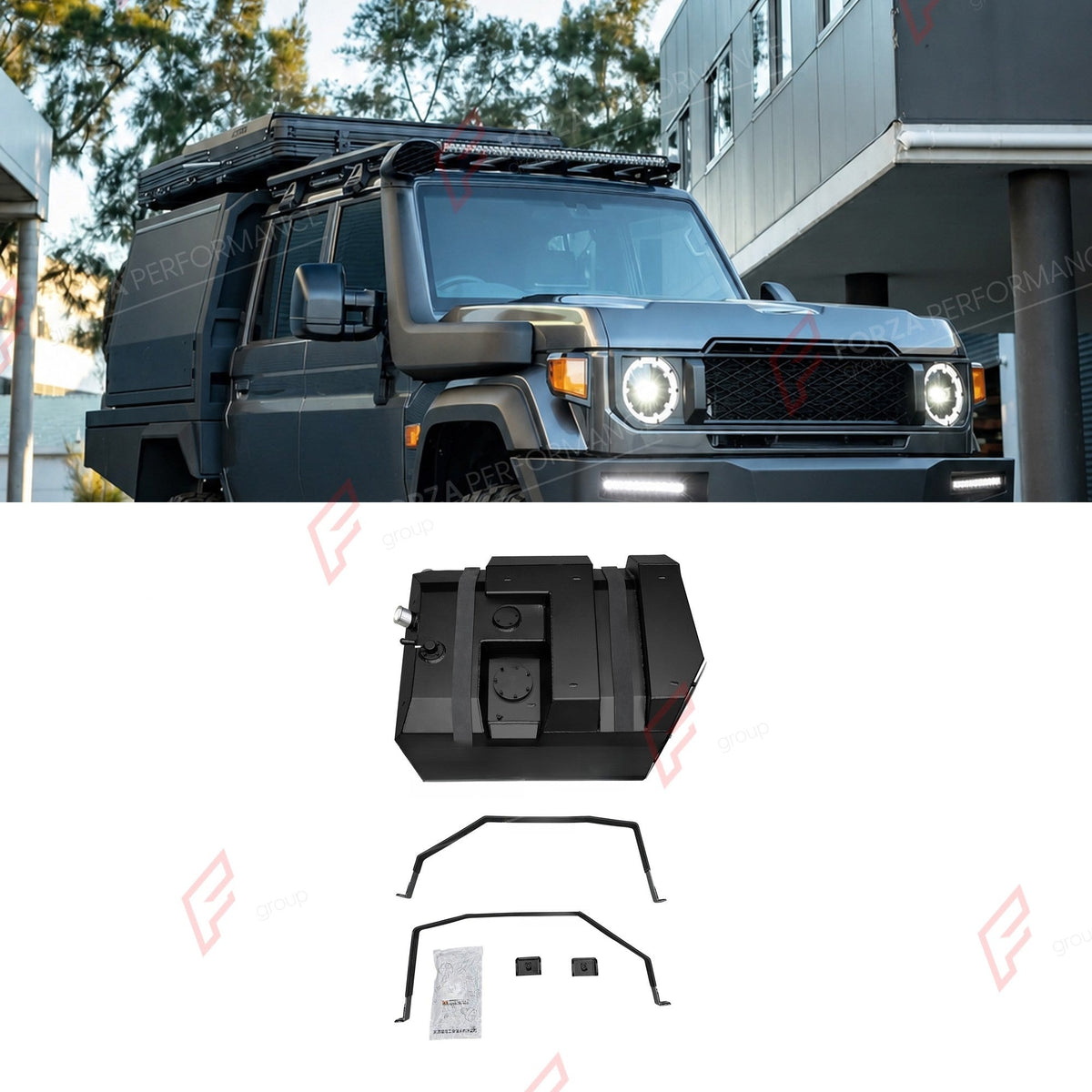 REPLACEMENT LONG RANGE FUEL TANK SYSTEM 180L, +90L (EXTRA 24 GAL) EXTENDED RANGE for TOYOTA LAND CRUISER LC79 2.8T DIESEL 2007+