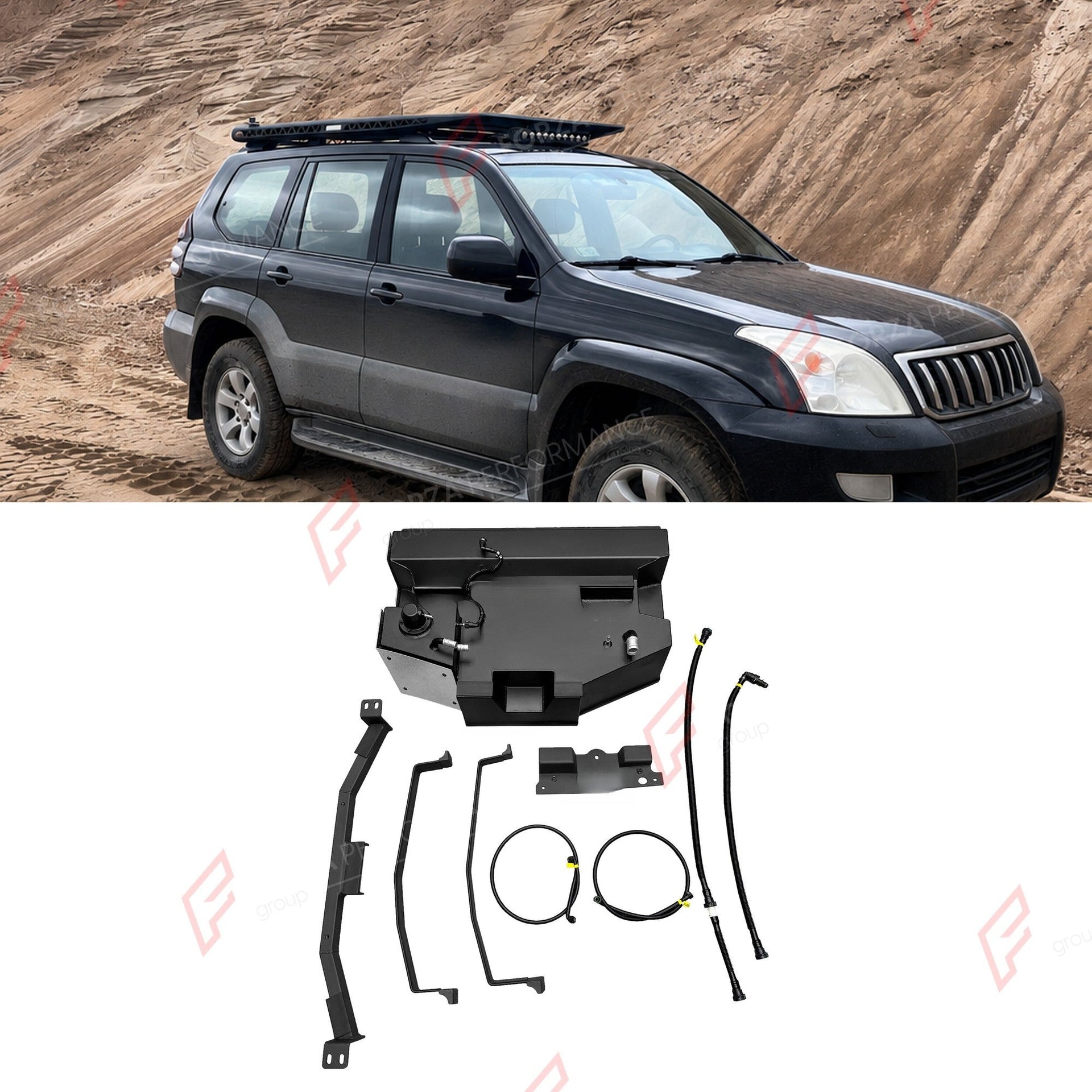 AUXILIARY LONG RANGE FUEL TANK SYSTEM 95L (EXTRA 25 GAL) EXTENDED RANGE for TOYOTA LAND CRUISER PRADO LC120 4.0L PETROL 2003-2009