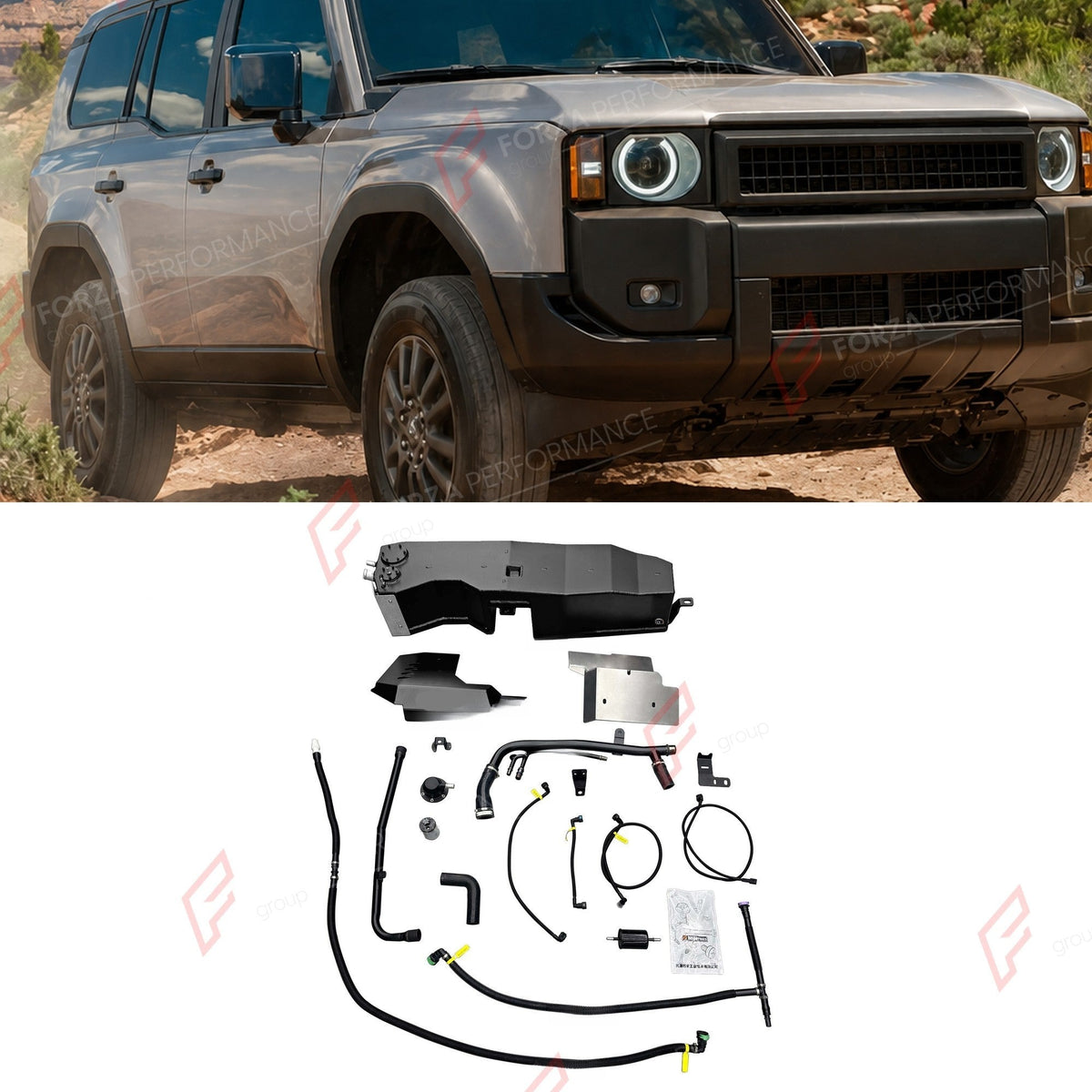 AUXILIARY LONG RANGE FUEL TANK SYSTEM 45L (EXTRA 12 GAL) EXTENDED RANGE for TOYOTA LAND CRUISER PRADO LC250 2.4T HYBRID PETROL 2023+