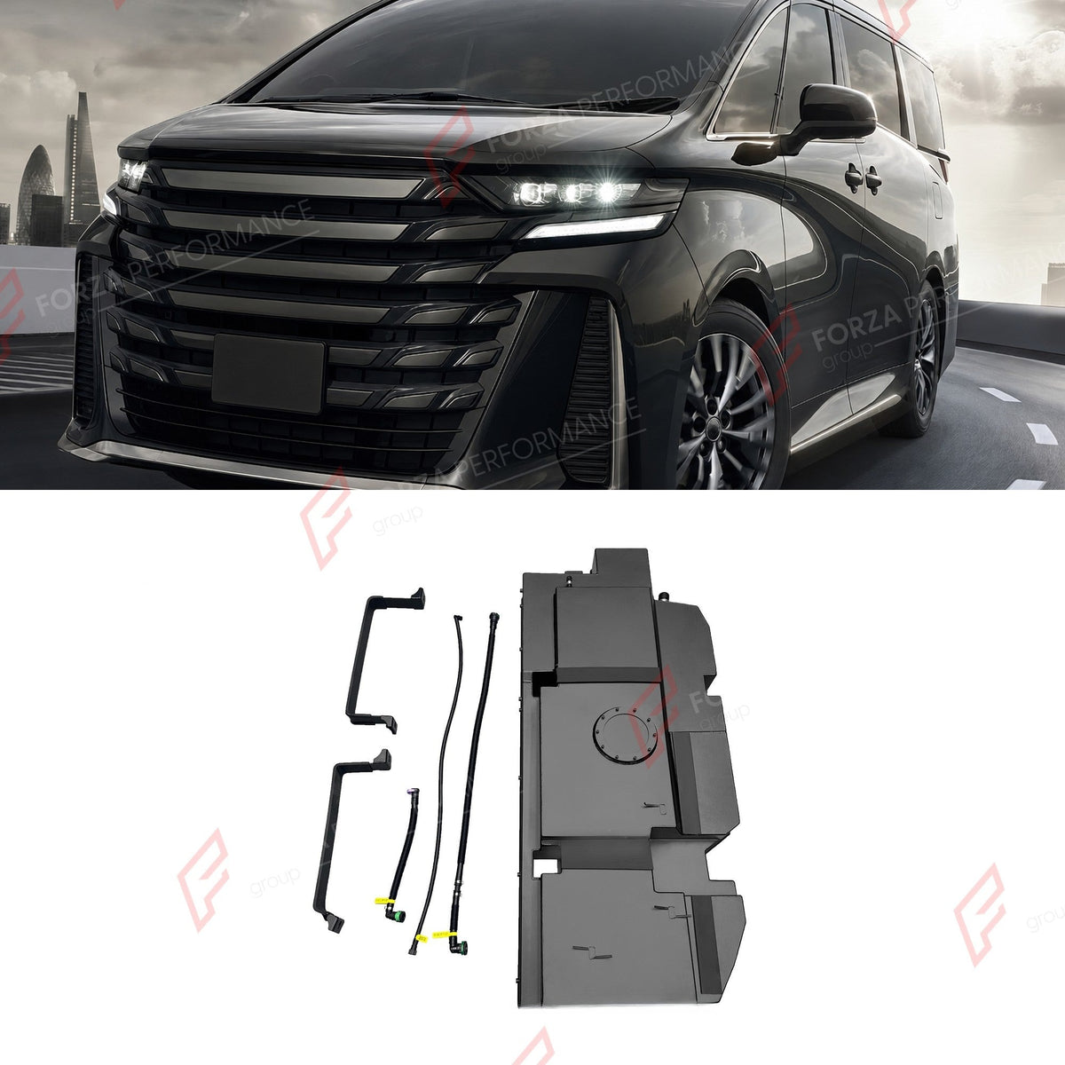 REPLACEMENT LONG RANGE FUEL TANK SYSTEM 92L, +34L (EXTRA 9 GAL) EXTENDED RANGE for TOYOTA VELLFIRE 2.5L (HYBRID PETROL) 2023+