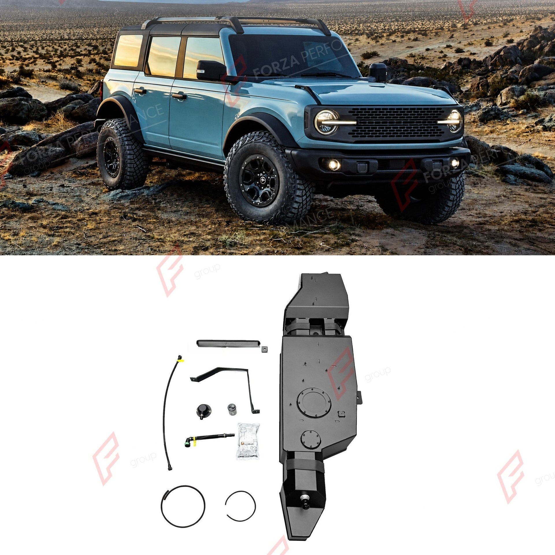 REPLACEMENT LONG RANGE FUEL TANK SYSTEM 115L, +35L (EXTRA 9 GAL) EXTENDED RANGE for FORD BRONCO 2.3T GASOLINE (4-DOOR) 2021+