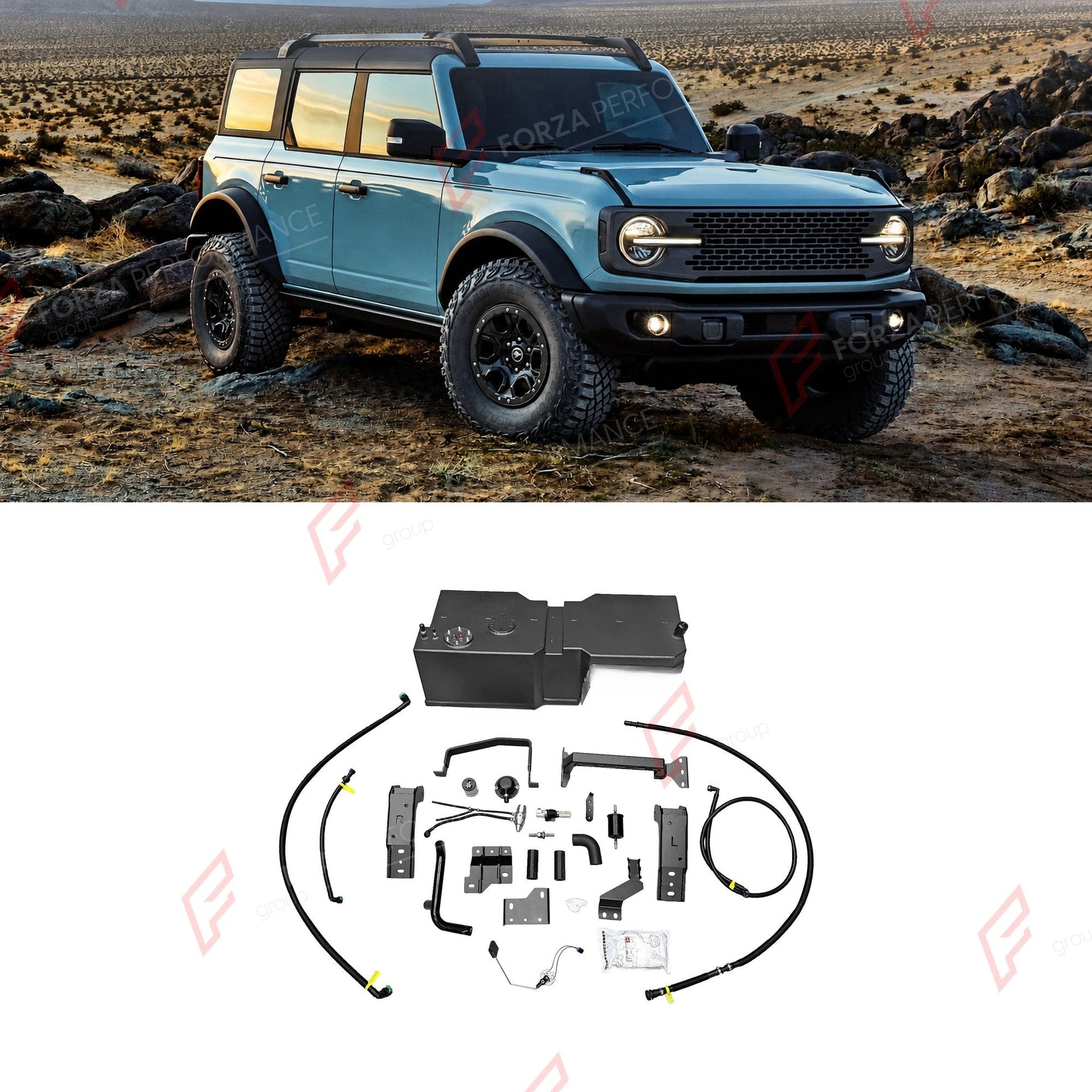 AUXILIARY LONG RANGE FUEL TANK SYSTEM 60L (EXTRA 16 GAL) EXTENDED RANGE for FORD BRONCO 2.3T GASOLINE (4-DOOR) 2021+
