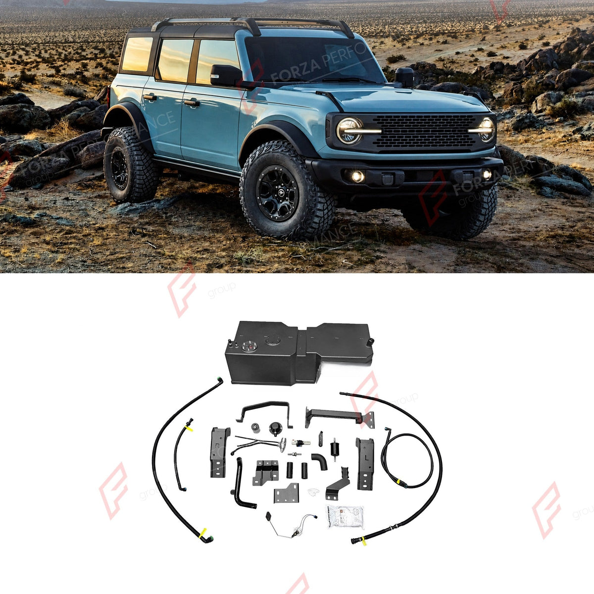 AUXILIARY LONG RANGE FUEL TANK SYSTEM 60L (EXTRA 16 GAL) EXTENDED RANGE for FORD BRONCO 2.7T GASOLINE (4-DOOR) 2021+