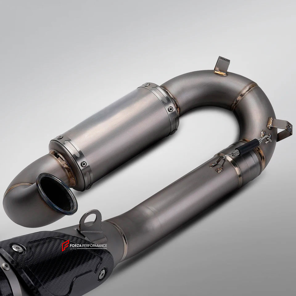 TITANIUM MOTORCYCLE 2-1 HALF EXHAUST SYSTEM  for DUCATI PANIGALE V2 V2S 2020 - 2024

Set include:

Mid Pipe
Resonator
Link Pipe
Exhaust Slip On


Material: Titanium (can be made in Stainless Steel)

NOTE:&nbsp;Professional installation is required.

FEATURES:

Engineered Digital prototyping using 3D CAD design software, each car model chassis has been 3D laser scanned in the factor
Factory run all test cars on Italian 1200HP Dyno machine, to make the best performance design of exhaust
CNC bending machine ac