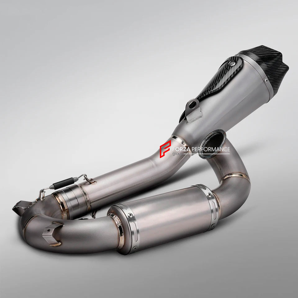 TITANIUM MOTORCYCLE 2-1 HALF EXHAUST SYSTEM  for DUCATI PANIGALE V2 V2S 2020 - 2024

Set include:

Mid Pipe
Resonator
Link Pipe
Exhaust Slip On


Material: Titanium (can be made in Stainless Steel)

NOTE:&nbsp;Professional installation is required.

FEATURES:

Engineered Digital prototyping using 3D CAD design software, each car model chassis has been 3D laser scanned in the factor
Factory run all test cars on Italian 1200HP Dyno machine, to make the best performance design of exhaust
CNC bending machine ac