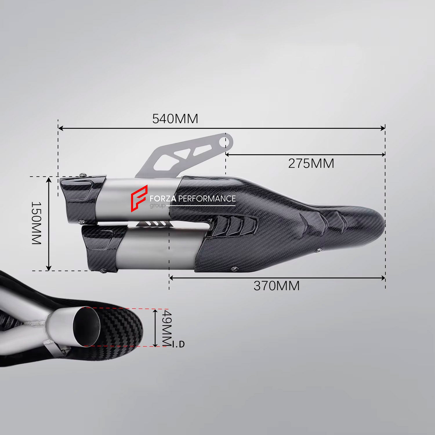 TITANIUM MOTORCYCLE EXHAUST SLIP ON for DUCATI MULTISTRADA V4 2021 - 2023

Set include:

Exhaust Slip On


Material: Titanium (can be made in Stainless Steel)

NOTE: Professional installation is required.

FEATURES:

Engineered Digital prototyping using 3D CAD design software, each car model chassis has been 3D laser scanned in the factor
Factory run all test cars on Italian 1200HP Dyno machine, to make the best performance design of exhaust
CNC bending machine accurately bends the tube according to the com