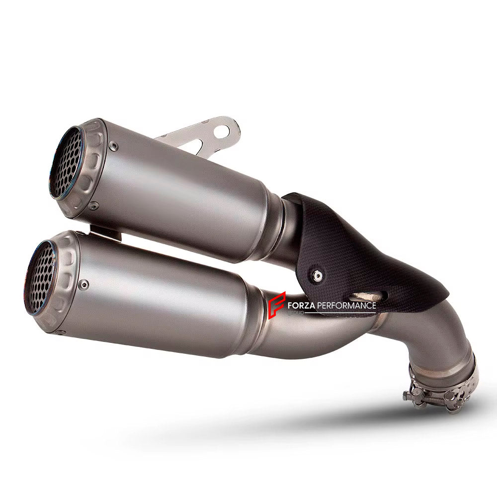 TITANIUM MOTORCYCLE EXHAUST SLIP ON for DUCATI PANIGALE 959 2016 - 2020

Set include:

Slip - On

Material: Titanium (can be made in Stainless Steel)

NOTE: Professional installation is required.

FEATURES:

Engineered Digital prototyping using 3D CAD design software, each car model chassis has been 3D laser scanned in the factor
Factory run all test cars on Italian 1200HP Dyno machine, to make the best performance design of exhaust
CNC bending machine accurately bends the tube according to the computer dat