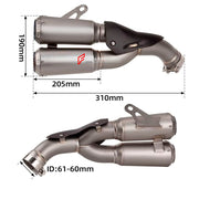 TITANIUM MOTORCYCLE EXHAUST SLIP ON for DUCATI PANIGALE 959 2016 - 2020

Set include:

Slip - On

Material: Titanium (can be made in Stainless Steel)

NOTE: Professional installation is required.

FEATURES:

Engineered Digital prototyping using 3D CAD design software, each car model chassis has been 3D laser scanned in the factor
Factory run all test cars on Italian 1200HP Dyno machine, to make the best performance design of exhaust
CNC bending machine accurately bends the tube according to the computer dat