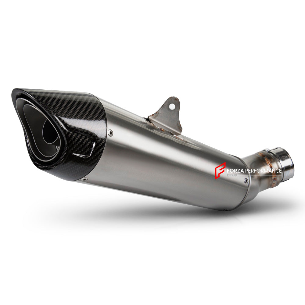 TITANIUM MOTORCYCLE EXHAUST SLIP ON for TRIUMPH SPEED TRIPLE 1200 RR RS

Set include:

Slip - On

Material: Titanium (can be made in Stainless Steel)

NOTE:&nbsp;Professional installation is required.

FEATURES:

Engineered Digital prototyping using 3D CAD design software, each car model chassis has been 3D laser scanned in the factor
Factory run all test cars on Italian 1200HP Dyno machine, to make the best performance design of exhaust
CNC bending machine accurately bends the tube according to the compute