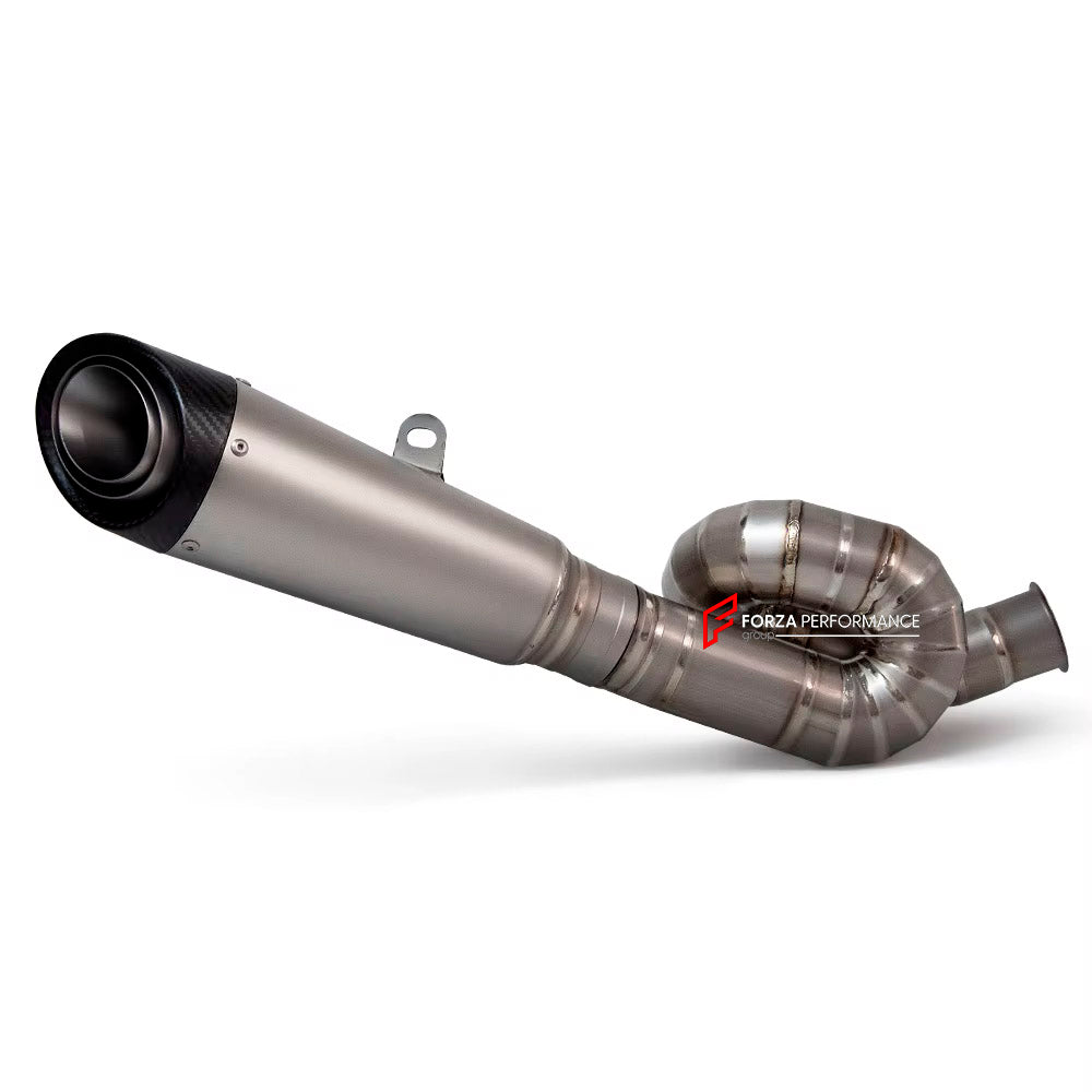 TITANIUM MOTORCYCLE EXHAUST SLIP ON for TRIUMPH STREET TRIPLE 765 R RS 660 S 2017 - 2023

Set include:

Link Pipe
Slip - On

Material: Titanium (can be made in Stainless Steel)

NOTE: Professional installation is required.

FEATURES:

Engineered Digital prototyping using 3D CAD design software, each car model chassis has been 3D laser scanned in the factor
Factory run all test cars on Italian 1200HP Dyno machine, to make the best performance design of exhaust
CNC bending machine accurately bends the tube ac