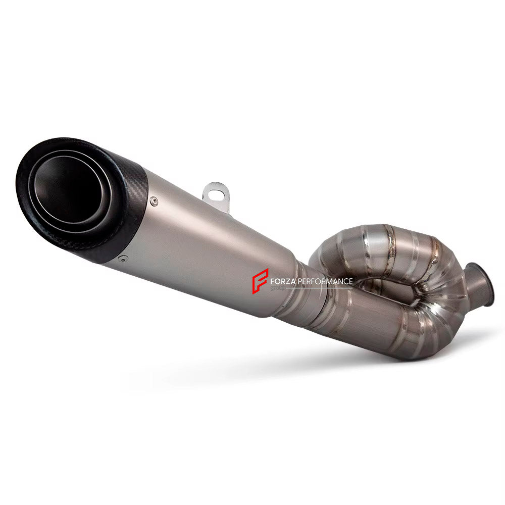 TITANIUM MOTORCYCLE EXHAUST SLIP ON for TRIUMPH STREET TRIPLE 765 R RS 660 S 2017 - 2023

Set include:

Link Pipe
Slip - On

Material: Titanium (can be made in Stainless Steel)

NOTE: Professional installation is required.

FEATURES:

Engineered Digital prototyping using 3D CAD design software, each car model chassis has been 3D laser scanned in the factor
Factory run all test cars on Italian 1200HP Dyno machine, to make the best performance design of exhaust
CNC bending machine accurately bends the tube ac