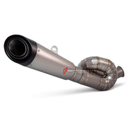 TITANIUM MOTORCYCLE EXHAUST SLIP ON for TRIUMPH STREET TRIPLE 765 R RS 660 S 2017 - 2023

Set include:

Link Pipe
Slip - On

Material: Titanium (can be made in Stainless Steel)

NOTE: Professional installation is required.

FEATURES:

Engineered Digital prototyping using 3D CAD design software, each car model chassis has been 3D laser scanned in the factor
Factory run all test cars on Italian 1200HP Dyno machine, to make the best performance design of exhaust
CNC bending machine accurately bends the tube ac