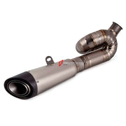 TITANIUM MOTORCYCLE EXHAUST SLIP ON for TRIUMPH STREET TRIPLE 765 R RS 660 S 2017 - 2023

Set include:

Link Pipe
Slip - On

Material: Titanium (can be made in Stainless Steel)

NOTE: Professional installation is required.

FEATURES:

Engineered Digital prototyping using 3D CAD design software, each car model chassis has been 3D laser scanned in the factor
Factory run all test cars on Italian 1200HP Dyno machine, to make the best performance design of exhaust
CNC bending machine accurately bends the tube ac