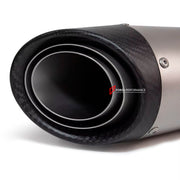 TITANIUM MOTORCYCLE EXHAUST SLIP ON for TRIUMPH STREET TRIPLE 765 R RS 660 S 2017 - 2023

Set include:

Link Pipe
Slip - On

Material: Titanium (can be made in Stainless Steel)

NOTE: Professional installation is required.

FEATURES:

Engineered Digital prototyping using 3D CAD design software, each car model chassis has been 3D laser scanned in the factor
Factory run all test cars on Italian 1200HP Dyno machine, to make the best performance design of exhaust
CNC bending machine accurately bends the tube ac