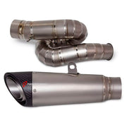 TITANIUM MOTORCYCLE EXHAUST SLIP ON for TRIUMPH STREET TRIPLE 765 R RS 660 S 2017 - 2023

Set include:

Link Pipe
Slip - On

Material: Titanium (can be made in Stainless Steel)

NOTE: Professional installation is required.

FEATURES:

Engineered Digital prototyping using 3D CAD design software, each car model chassis has been 3D laser scanned in the factor
Factory run all test cars on Italian 1200HP Dyno machine, to make the best performance design of exhaust
CNC bending machine accurately bends the tube ac