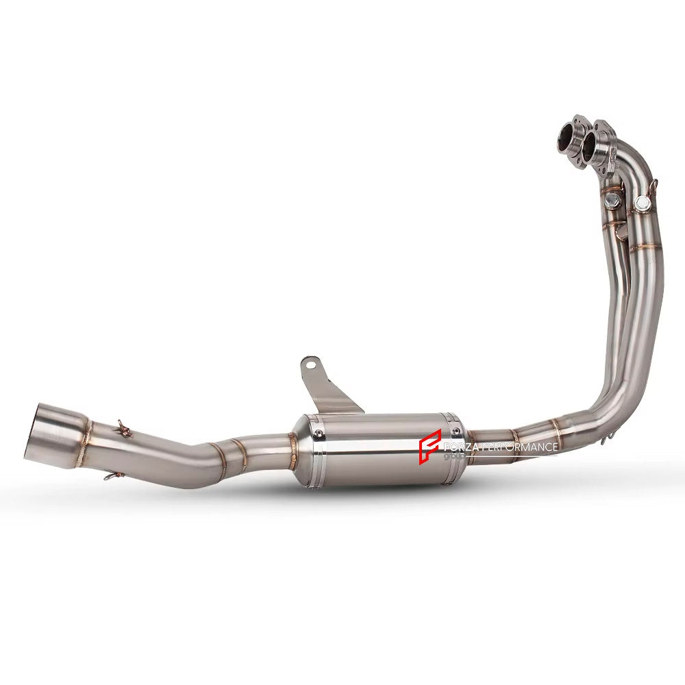 TITANIUM MOTORCYCLE EXHAUST SYSTEM for APRILIA TUONO 660 RS660 2021+

Set include:

Header
2-1 Merge Collector

Resonator
Mid pipe

Material: Titanium (can be made in Stainless Steel)

NOTE:&nbsp;Professional installation is required.

FEATURES:

Engineered Digital prototyping using 3D CAD design software, each car model chassis has been 3D laser scanned in the factor
Factory run all test cars on Italian 1200HP Dyno machine, to make the best performance design of exhaust
CNC bending machine accurately bends