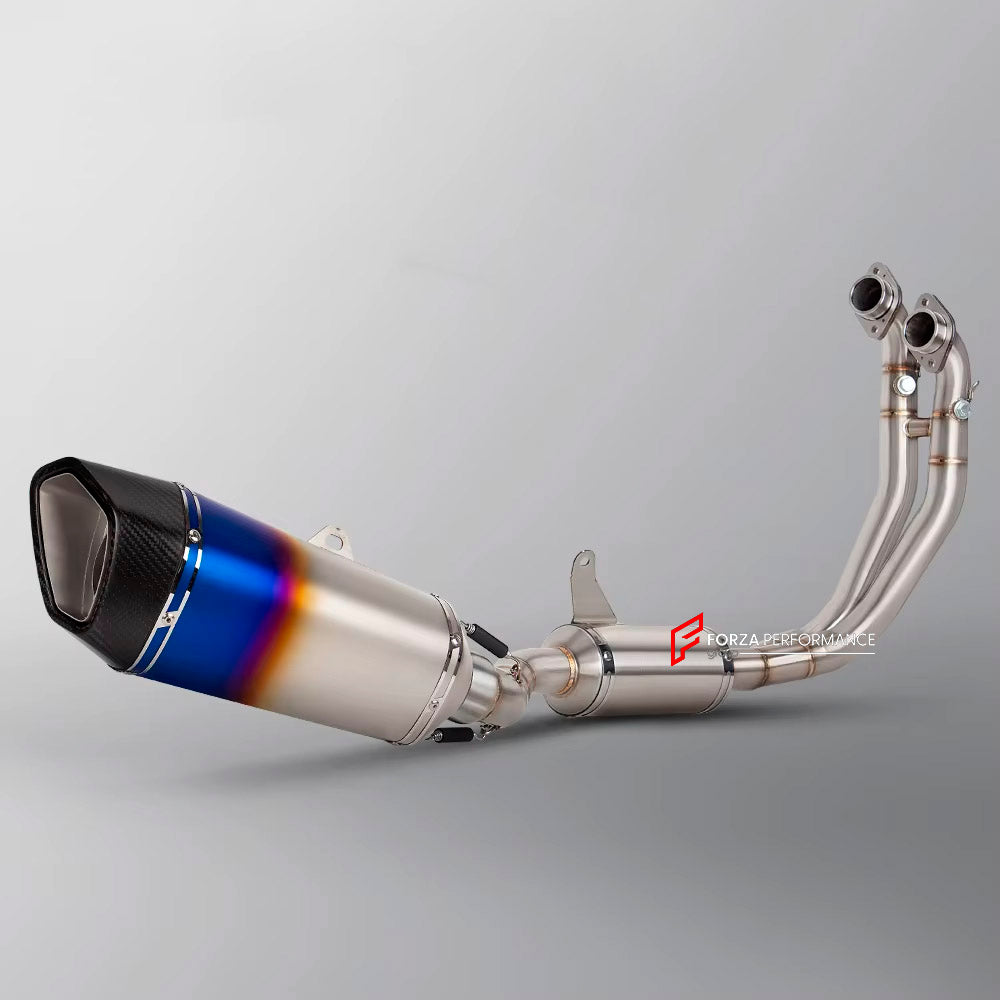 TITANIUM MOTORCYCLE EXHAUST SYSTEM for APRILIA TUONO 660 RS660 2021+

Set include:

Header
2-1 Merge Collector

Resonator
Mid pipe
Slip - On

Material: Titanium (can be made in Stainless Steel)

NOTE:&nbsp;Professional installation is required.

FEATURES:

Engineered Digital prototyping using 3D CAD design software, each car model chassis has been 3D laser scanned in the factor
Factory run all test cars on Italian 1200HP Dyno machine, to make the best performance design of exhaust
CNC bending machine accura