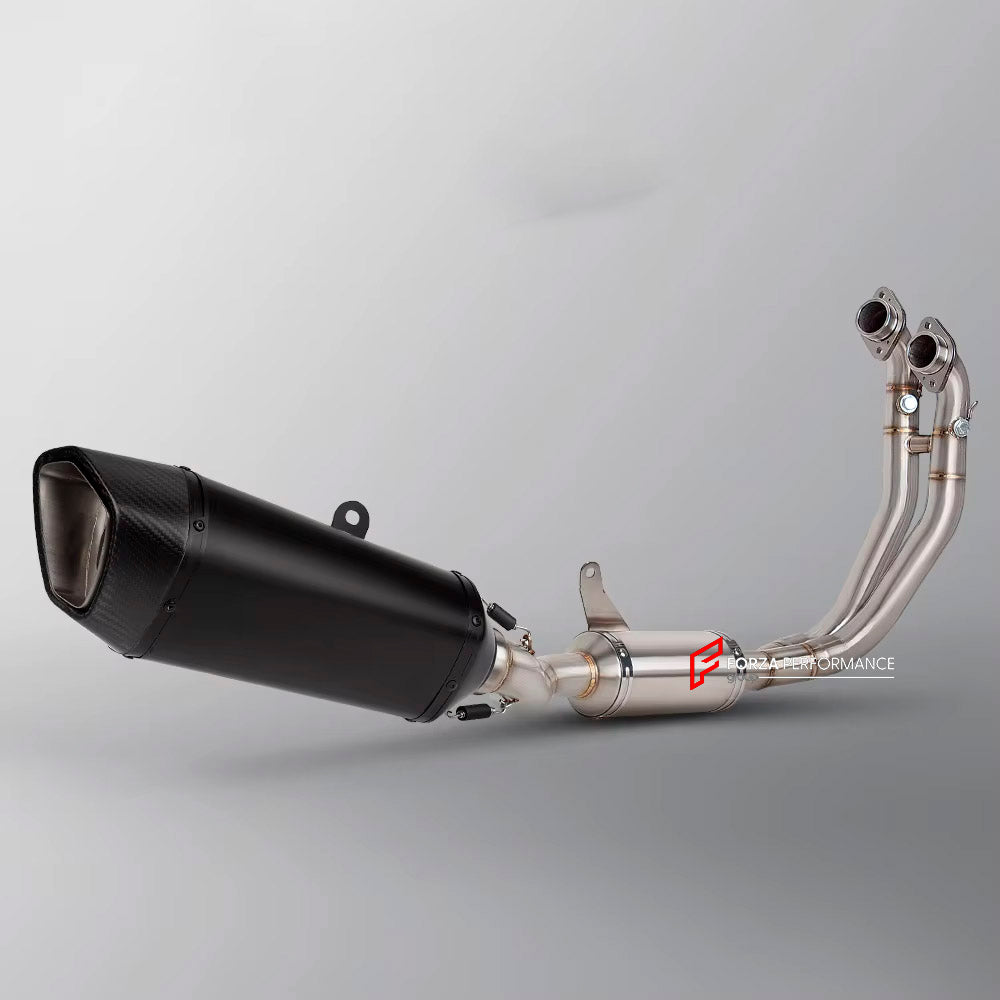 TITANIUM MOTORCYCLE EXHAUST SYSTEM for APRILIA TUONO 660 RS660 2021+

Set include:

Header
2-1 Merge Collector

Resonator
Mid pipe
Slip - On

Material: Titanium (can be made in Stainless Steel)

NOTE:&nbsp;Professional installation is required.

FEATURES:

Engineered Digital prototyping using 3D CAD design software, each car model chassis has been 3D laser scanned in the factor
Factory run all test cars on Italian 1200HP Dyno machine, to make the best performance design of exhaust
CNC bending machine accura