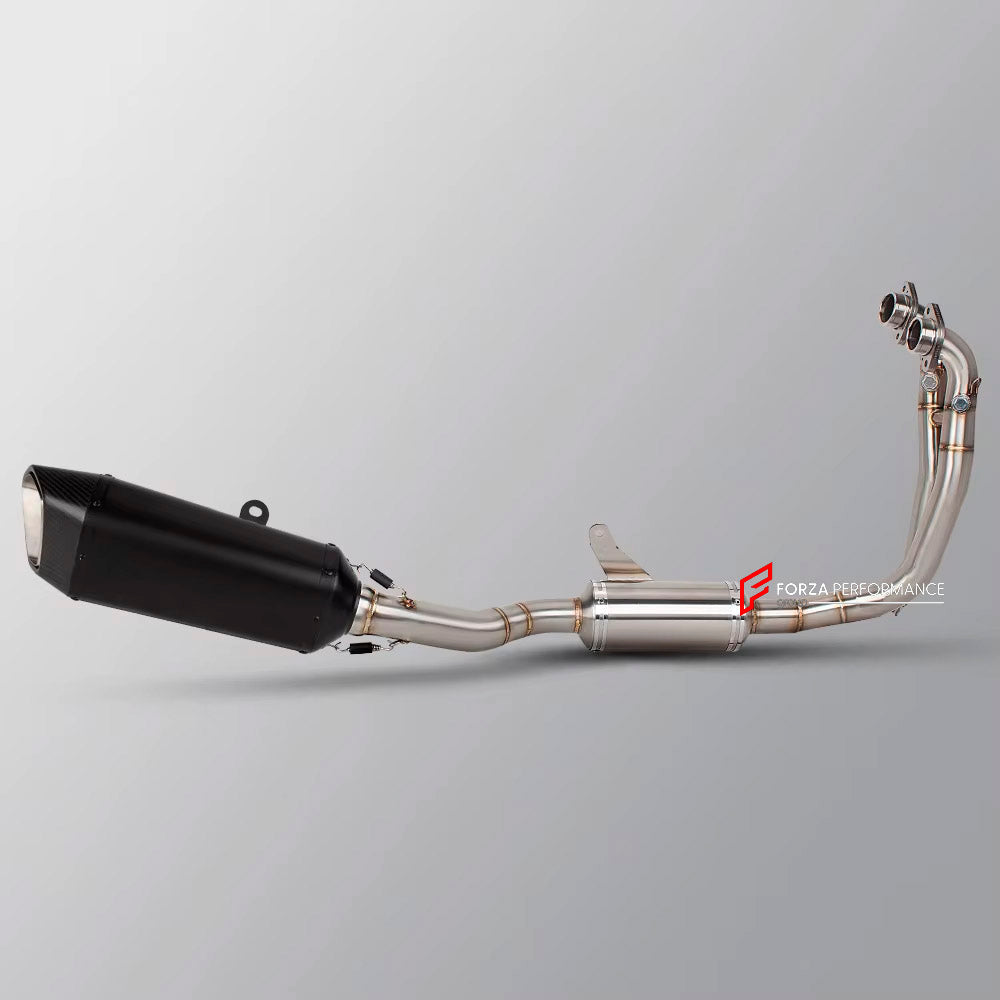 TITANIUM MOTORCYCLE EXHAUST SYSTEM for APRILIA TUONO 660 RS660 2021+

Set include:

Header
2-1 Merge Collector

Resonator
Mid pipe
Slip - On

Material: Titanium (can be made in Stainless Steel)

NOTE:&nbsp;Professional installation is required.

FEATURES:

Engineered Digital prototyping using 3D CAD design software, each car model chassis has been 3D laser scanned in the factor
Factory run all test cars on Italian 1200HP Dyno machine, to make the best performance design of exhaust
CNC bending machine accura
