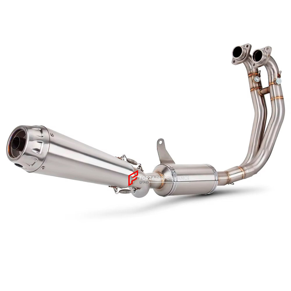 TITANIUM MOTORCYCLE EXHAUST SYSTEM for APRILIA TUONO 660 RS660 2021+

Set include:

Header
2-1 Merge Collector

Resonator
Mid pipe
Slip - On

Material: Titanium (can be made in Stainless Steel)

NOTE:&nbsp;Professional installation is required.

FEATURES:

Engineered Digital prototyping using 3D CAD design software, each car model chassis has been 3D laser scanned in the factor
Factory run all test cars on Italian 1200HP Dyno machine, to make the best performance design of exhaust
CNC bending machine accura