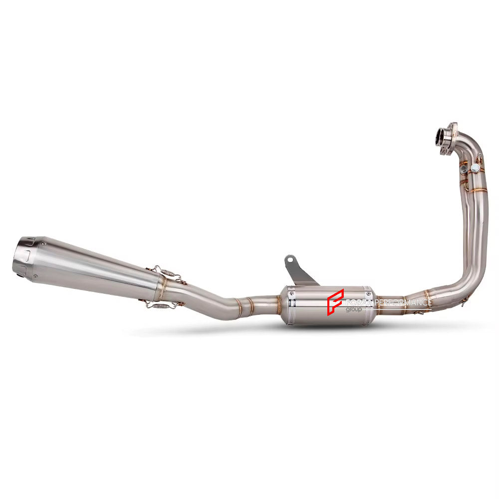 TITANIUM MOTORCYCLE EXHAUST SYSTEM for APRILIA TUONO 660 RS660 2021+

Set include:

Header
2-1 Merge Collector

Resonator
Mid pipe
Slip - On

Material: Titanium (can be made in Stainless Steel)

NOTE:&nbsp;Professional installation is required.

FEATURES:

Engineered Digital prototyping using 3D CAD design software, each car model chassis has been 3D laser scanned in the factor
Factory run all test cars on Italian 1200HP Dyno machine, to make the best performance design of exhaust
CNC bending machine accura