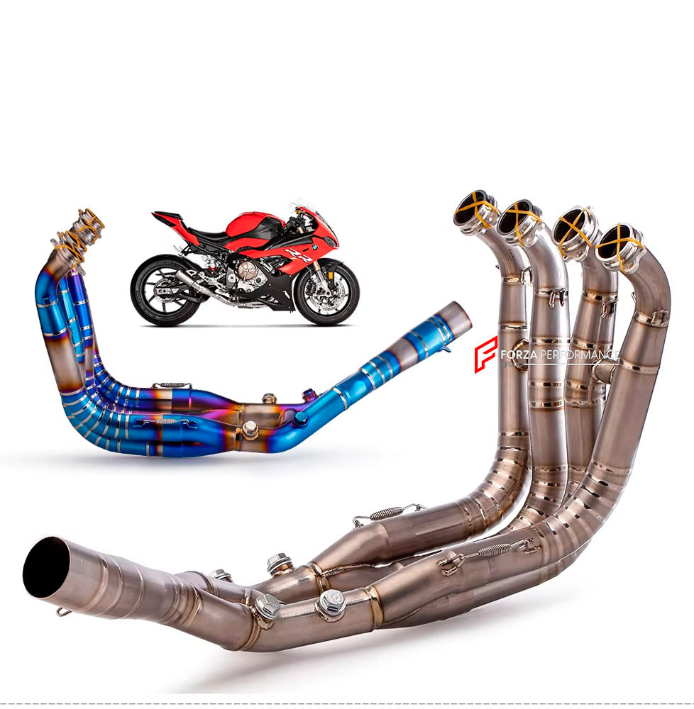 TITANIUM MOTORCYCLE EXHAUST SYSTEM for BMW S1000RR M S1K S1000R 2019 - 2024

Set include:

Header
2-1 Merge Collectors
Mid pipe


Material: Titanium (can be made in Stainless Steel)

NOTE: Professional installation is required.

FEATURES:

Engineered Digital prototyping using 3D CAD design software, each car model chassis has been 3D laser scanned in the factor
Factory run all test cars on Italian 1200HP Dyno machine, to make the best performance design of exhaust
CNC bending machine accurately bends the tu