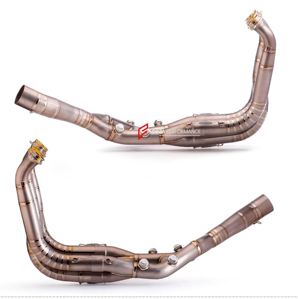 TITANIUM MOTORCYCLE EXHAUST SYSTEM for BMW S1000RR M S1K S1000R 2019 - 2024

Set include:

Header
2-1 Merge Collectors
Mid pipe


Material: Titanium (can be made in Stainless Steel)

NOTE: Professional installation is required.

FEATURES:

Engineered Digital prototyping using 3D CAD design software, each car model chassis has been 3D laser scanned in the factor
Factory run all test cars on Italian 1200HP Dyno machine, to make the best performance design of exhaust
CNC bending machine accurately bends the tu
