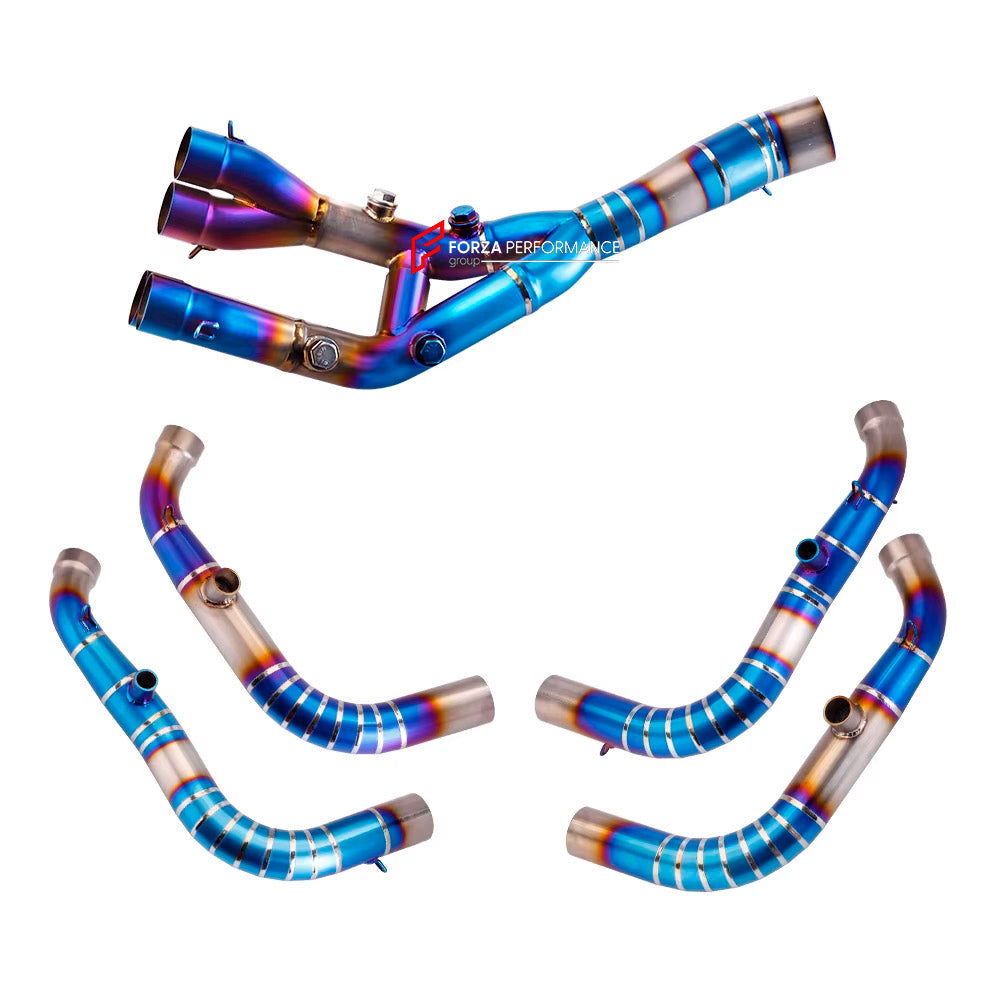 TITANIUM MOTORCYCLE EXHAUST SYSTEM for BMW S1000RR M S1K S1000R 2019 - 2024

Set include:

Header
2-1 Merge Collectors
Mid pipe


Material: Titanium (can be made in Stainless Steel)

NOTE: Professional installation is required.

FEATURES:

Engineered Digital prototyping using 3D CAD design software, each car model chassis has been 3D laser scanned in the factor
Factory run all test cars on Italian 1200HP Dyno machine, to make the best performance design of exhaust
CNC bending machine accurately bends the tu