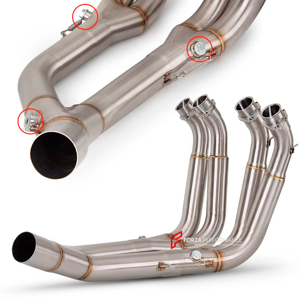 TITANIUM MOTORCYCLE EXHAUST SYSTEM for BMW S1000RR S1K S1000R 2010 - 2018

Set include:

Header
2-1 Merge Collectors
Mid pipe

Exhaust Slip On

Material: Titanium (can be made in Stainless Steel)

NOTE: Professional installation is required.

FEATURES:

Engineered Digital prototyping using 3D CAD design software, each car model chassis has been 3D laser scanned in the factor
Factory run all test cars on Italian 1200HP Dyno machine, to make the best performance design of exhaust
CNC bending machine accuratel