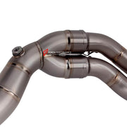 TITANIUM MOTORCYCLE EXHAUST SYSTEM for DUCATI PANIGALE V4 / V4 S / V4 R / SPECIALE 2018 - 2021

Set include:

4-2 Pipes
Mid Pipe
Exhaust Slip On

Heat Protection

Material: Titanium (can be made in Stainless Steel)

NOTE:&nbsp;Professional installation is required.

FEATURES:

Engineered Digital prototyping using 3D CAD design software, each car model chassis has been 3D laser scanned in the factor
Factory run all test cars on Italian 1200HP Dyno machine, to make the best performance design of exhaust
CNC b