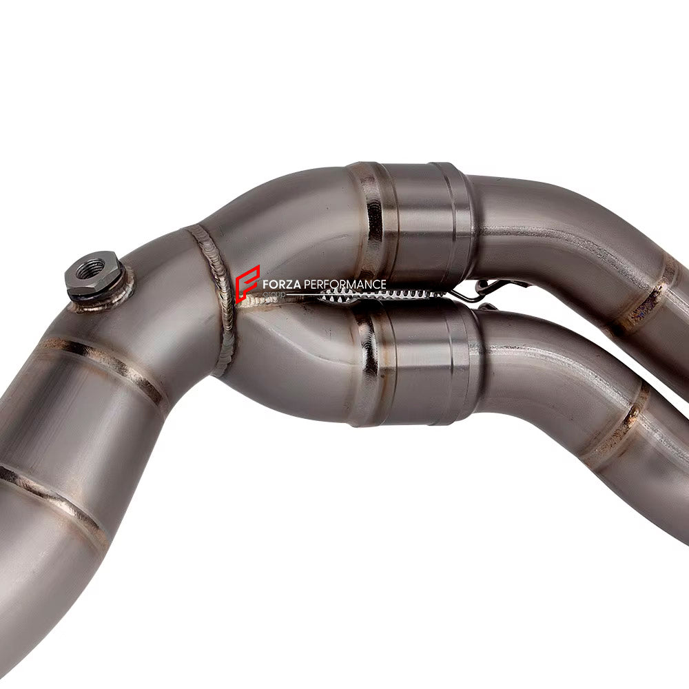 TITANIUM MOTORCYCLE EXHAUST SYSTEM for DUCATI PANIGALE V4 / V4 S / V4 R / SPECIALE 2018 - 2021

Set include:

4-2 Pipes
Mid Pipe
Exhaust Slip On

Heat Protection

Material: Titanium (can be made in Stainless Steel)

NOTE:&nbsp;Professional installation is required.

FEATURES:

Engineered Digital prototyping using 3D CAD design software, each car model chassis has been 3D laser scanned in the factor
Factory run all test cars on Italian 1200HP Dyno machine, to make the best performance design of exhaust
CNC b