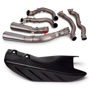 TITANIUM MOTORCYCLE EXHAUST SYSTEM for DUCATI PANIGALE V4 / V4 S / V4 R / SPECIALE 2018 - 2021

Set include:

4-2 Pipes
Mid Pipe
Exhaust Slip On

Heat Protection

Material: Titanium (can be made in Stainless Steel)

NOTE:&nbsp;Professional installation is required.

FEATURES:

Engineered Digital prototyping using 3D CAD design software, each car model chassis has been 3D laser scanned in the factor
Factory run all test cars on Italian 1200HP Dyno machine, to make the best performance design of exhaust
CNC b