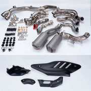 TITANIUM MOTORCYCLE EXHAUST SYSTEM for DUCATI PANIGALE V4 / V4 S / V4 R / SPECIALE 2018 - 2021

Set include:

4-2 Pipes
Mid Pipe
Exhaust Slip On

Heat Protection

Material: Titanium (can be made in Stainless Steel)

NOTE:&nbsp;Professional installation is required.

FEATURES:

Engineered Digital prototyping using 3D CAD design software, each car model chassis has been 3D laser scanned in the factor
Factory run all test cars on Italian 1200HP Dyno machine, to make the best performance design of exhaust
CNC b