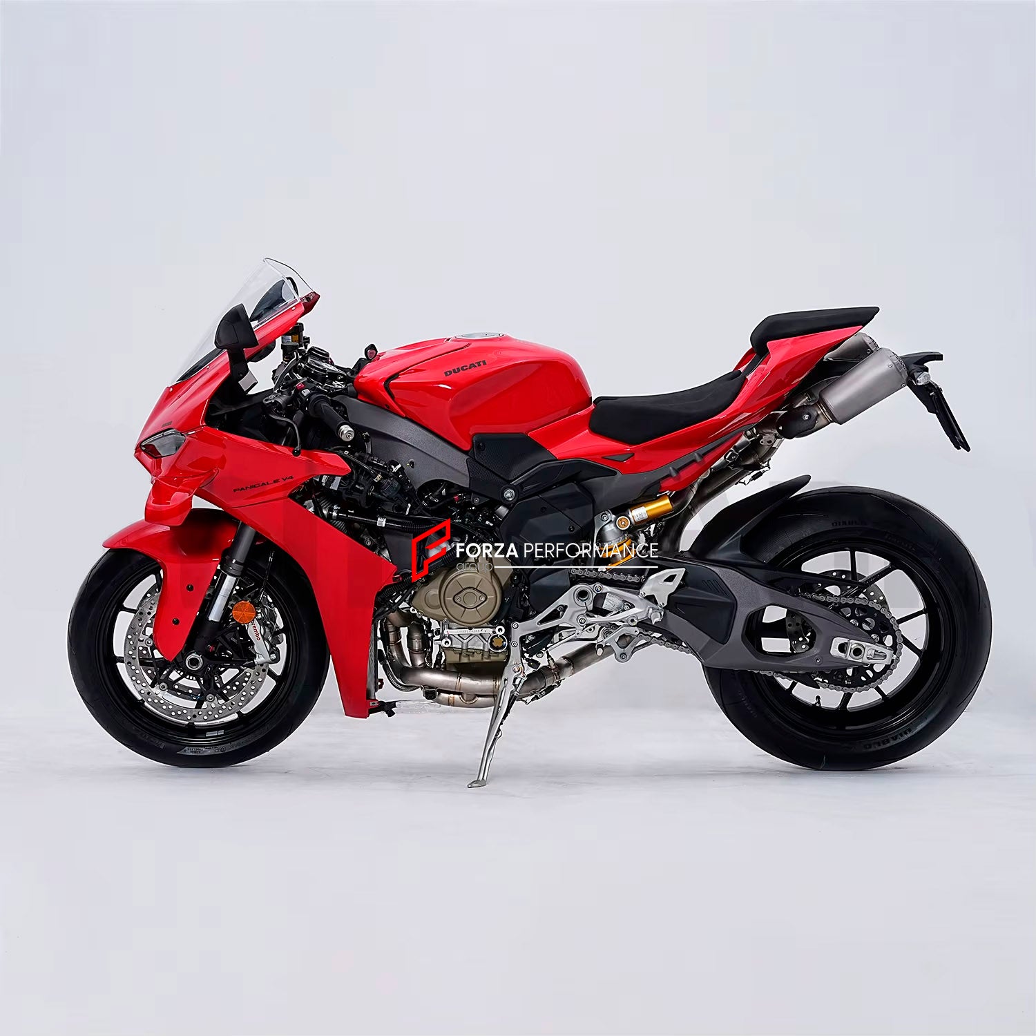 TITANIUM MOTORCYCLE EXHAUST SYSTEM for DUCATI PANIGALE V4 / V4 S / V4 R / SPECIALE 2018 - 2021

Set include:

4-2 Pipes
Mid Pipe
Exhaust Slip On

Heat Protection

Material: Titanium (can be made in Stainless Steel)

NOTE:&nbsp;Professional installation is required.

FEATURES:

Engineered Digital prototyping using 3D CAD design software, each car model chassis has been 3D laser scanned in the factor
Factory run all test cars on Italian 1200HP Dyno machine, to make the best performance design of exhaust
CNC b
