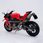 TITANIUM MOTORCYCLE EXHAUST SYSTEM for DUCATI PANIGALE V4 / V4 S / V4 R / SPECIALE 2018 - 2021

Set include:

4-2 Pipes
Mid Pipe
Exhaust Slip On

Heat Protection

Material: Titanium (can be made in Stainless Steel)

NOTE:&nbsp;Professional installation is required.

FEATURES:

Engineered Digital prototyping using 3D CAD design software, each car model chassis has been 3D laser scanned in the factor
Factory run all test cars on Italian 1200HP Dyno machine, to make the best performance design of exhaust
CNC b