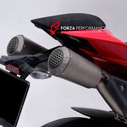 TITANIUM MOTORCYCLE EXHAUST SYSTEM for DUCATI PANIGALE V4 / V4 S / V4 R / SPECIALE 2018 - 2021

Set include:

4-2 Pipes
Mid Pipe
Exhaust Slip On

Heat Protection

Material: Titanium (can be made in Stainless Steel)

NOTE:&nbsp;Professional installation is required.

FEATURES:

Engineered Digital prototyping using 3D CAD design software, each car model chassis has been 3D laser scanned in the factor
Factory run all test cars on Italian 1200HP Dyno machine, to make the best performance design of exhaust
CNC b
