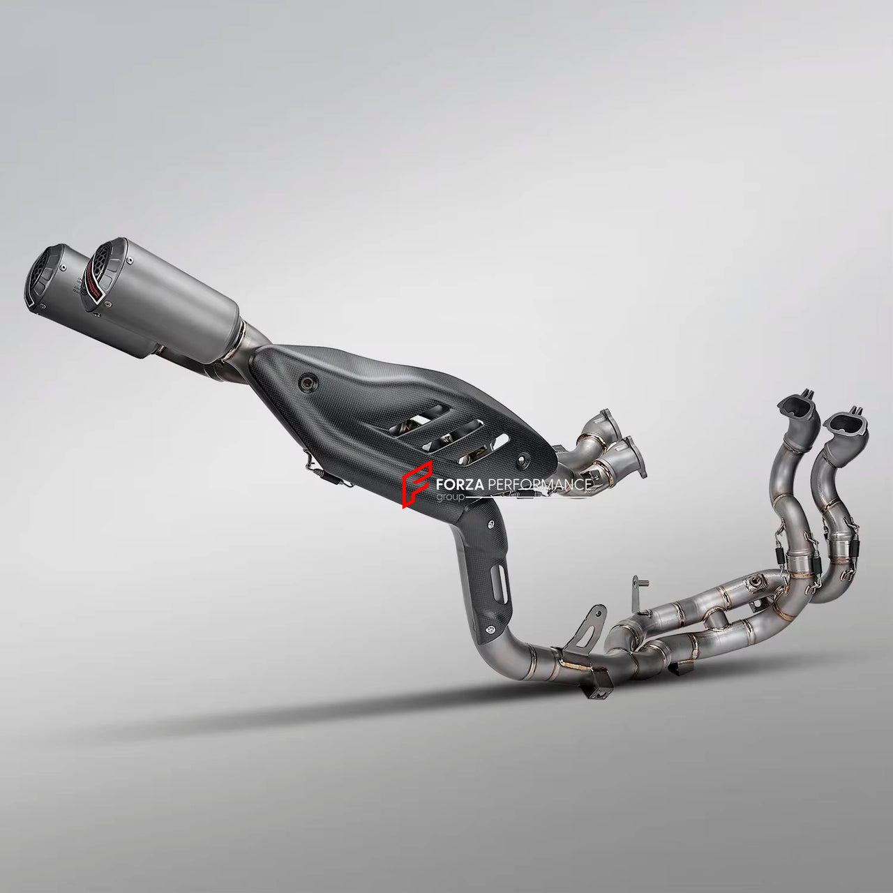 TITANIUM MOTORCYCLE EXHAUST SYSTEM for DUCATI PANIGALE V4 / V4 S / V4 R / SPECIALE 2018 - 2021

Set include:

4-2 Pipes
Mid Pipe
Exhaust Slip On

Heat Protection

Material: Titanium (can be made in Stainless Steel)

NOTE:&nbsp;Professional installation is required.

FEATURES:

Engineered Digital prototyping using 3D CAD design software, each car model chassis has been 3D laser scanned in the factor
Factory run all test cars on Italian 1200HP Dyno machine, to make the best performance design of exhaust
CNC b
