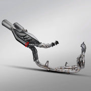 TITANIUM MOTORCYCLE EXHAUST SYSTEM for DUCATI PANIGALE V4 / V4 S / V4 R / SPECIALE 2018 - 2021

Set include:

4-2 Pipes
Mid Pipe
Exhaust Slip On

Heat Protection

Material: Titanium (can be made in Stainless Steel)

NOTE:&nbsp;Professional installation is required.

FEATURES:

Engineered Digital prototyping using 3D CAD design software, each car model chassis has been 3D laser scanned in the factor
Factory run all test cars on Italian 1200HP Dyno machine, to make the best performance design of exhaust
CNC b